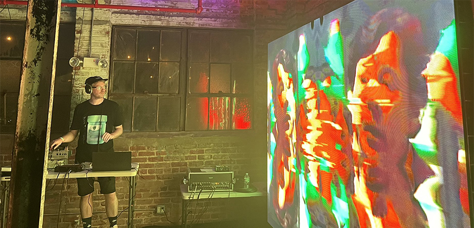 Performing at Electronicon 3 at the Knockdown Center in 2022